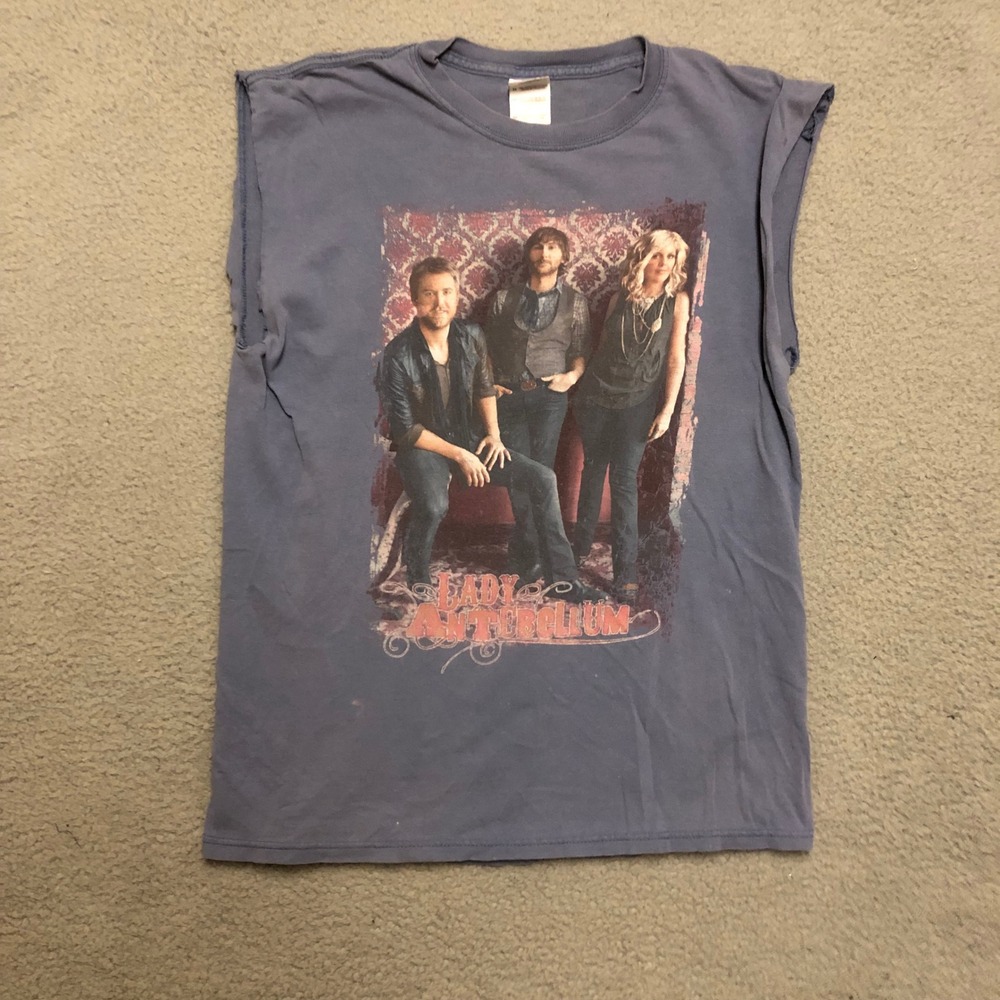 Lady Antebellum 2009 Tour Shirt Faded Distressed Blue Vtg Band Muscle Tee Medium